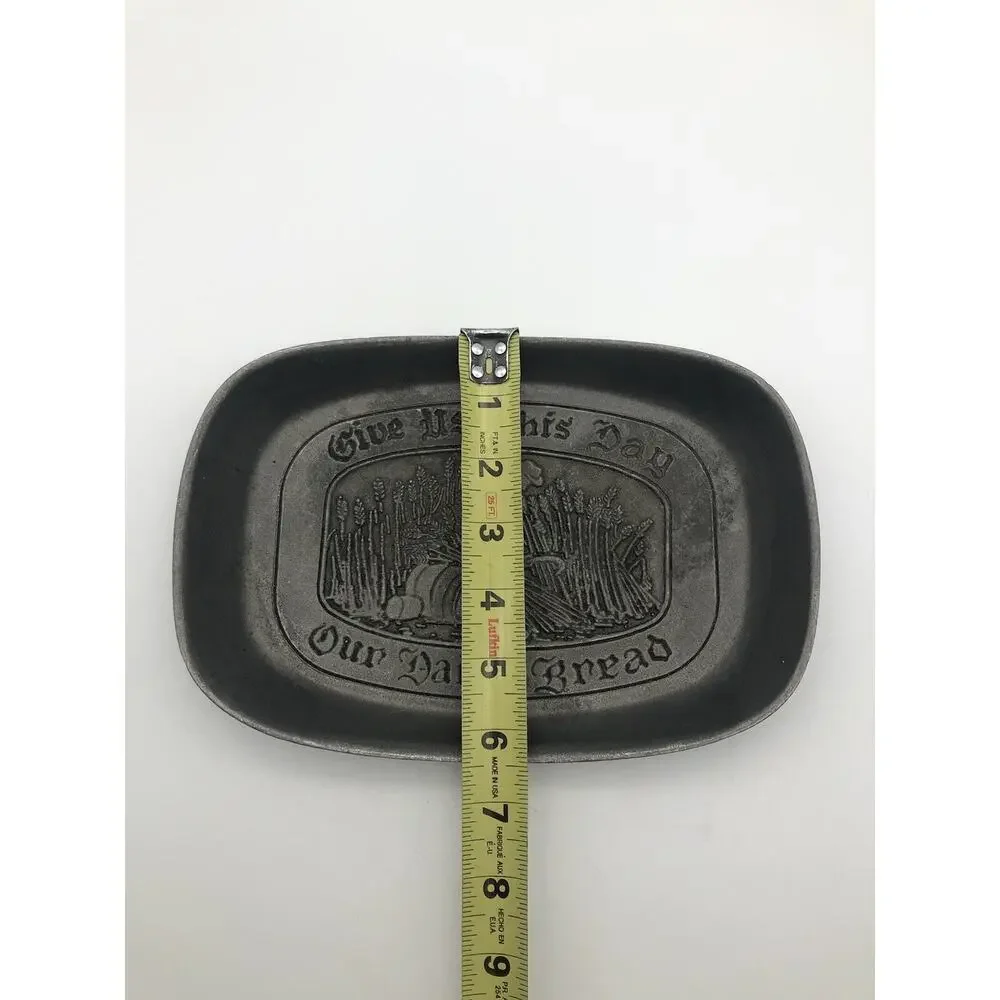 Vintage RWP Wilton Pewter Give Us This Day Our Daily Bread Plate 9 1/4”x6 1/2”